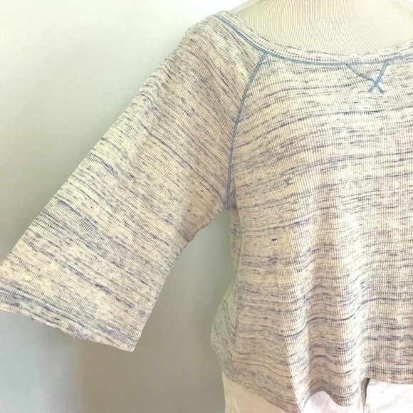 free people cropped marled blue thermal top - Picture 2 of 8